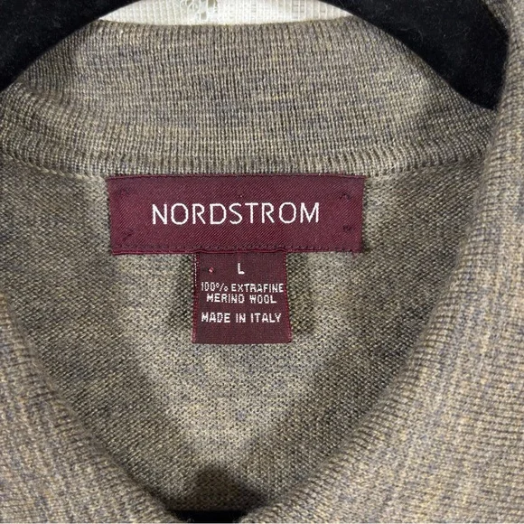 Nordstrom Extrafine Merino Wool Polo Sweater Brown Quiet Luxury Size Large - Picture 6 of 8